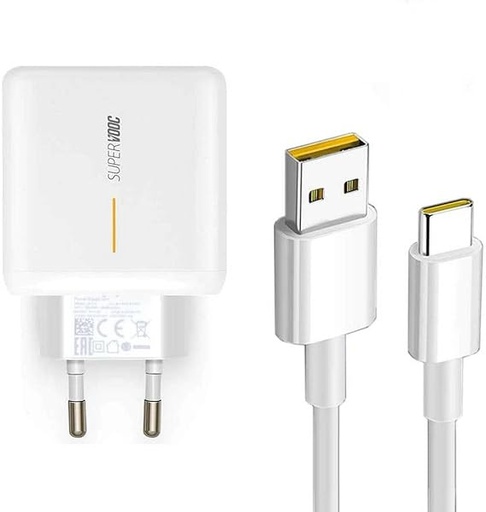 Oppo 65W Super VOOC Charger Power With Cable Type C - White